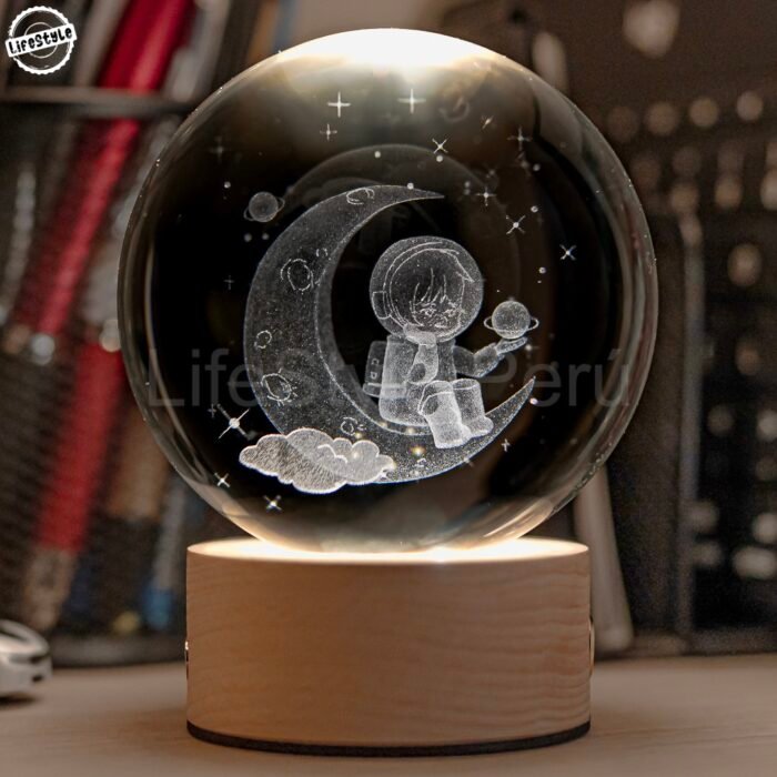 Lámpara cristal astronauta media luna - Imagen 1