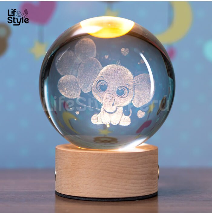 Lámpara cristal elefante con globos - Imagen 2