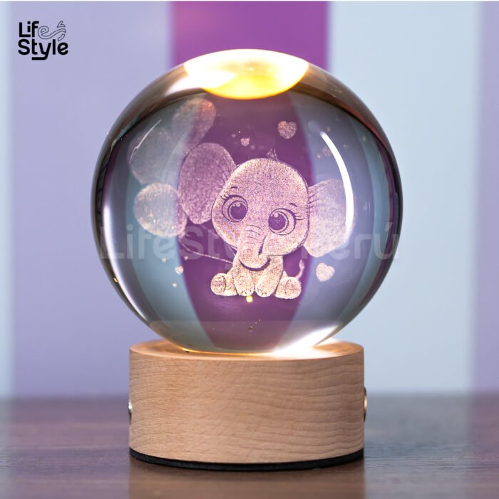 Lámpara cristal elefante con globos - Imagen 1