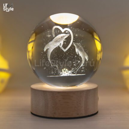 Lámpara cristal delfines saltando corazon