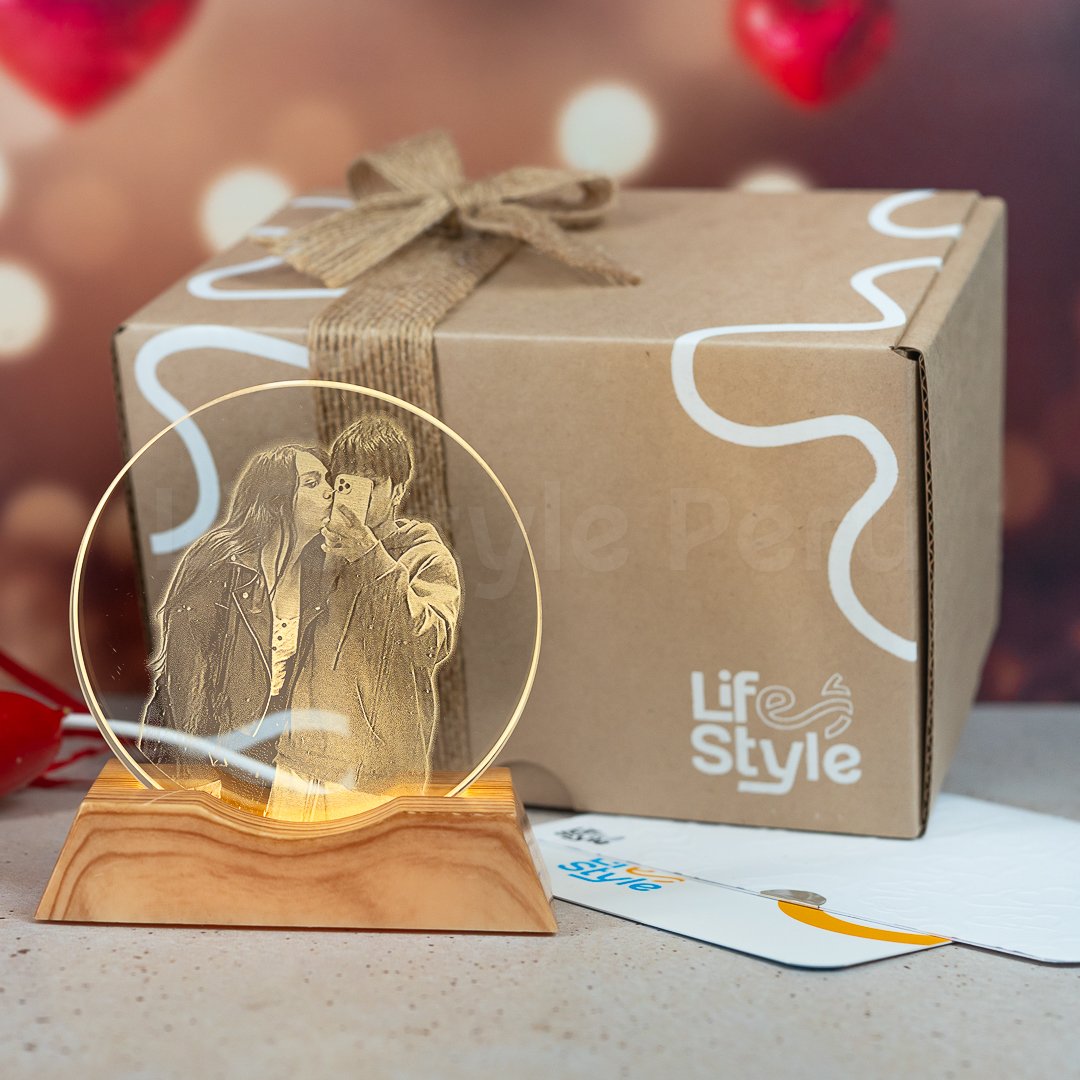 Mesa de trabajo 2crista personalizado Lámpara personalizada circular con foto - Imagen 1